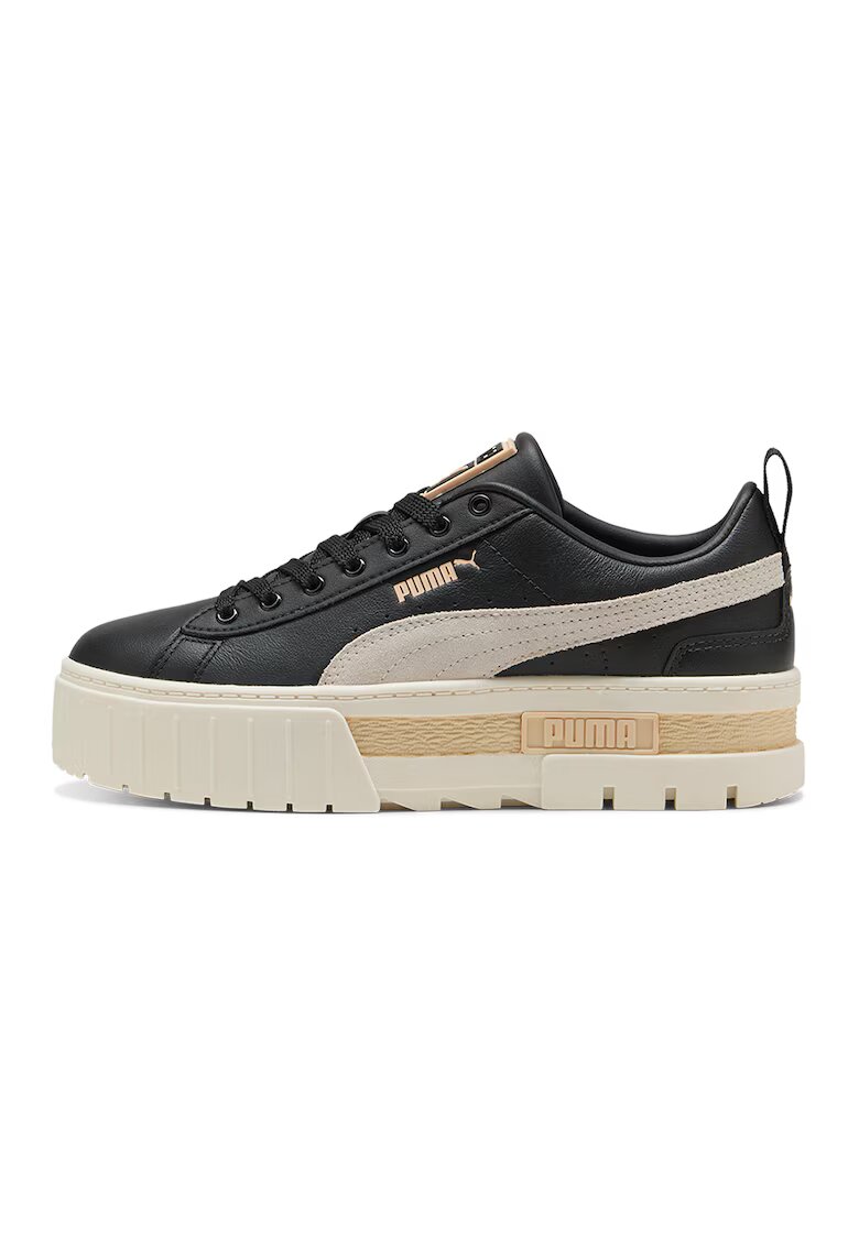Puma Pantofi sport flatform cu insertii din piele intoarsa Mayze - Negru/Maro taupe deschis