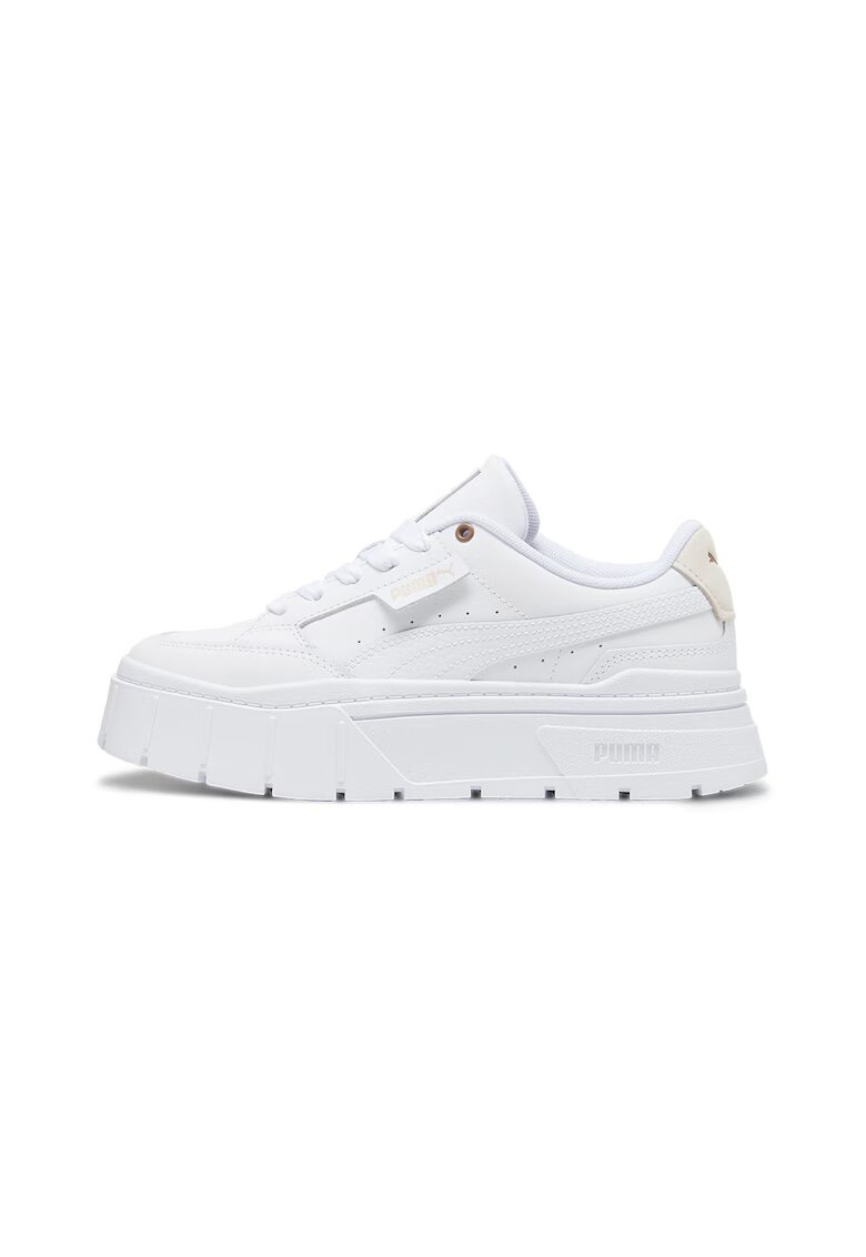 Puma Pantofi sport flatform din piele Mayze Stack - Alb murdar
