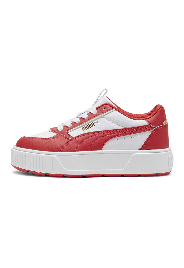 Puma Pantofi sport flatform din piele si piele ecologica Karmen Rebelle - Alb/Rosu vermillion