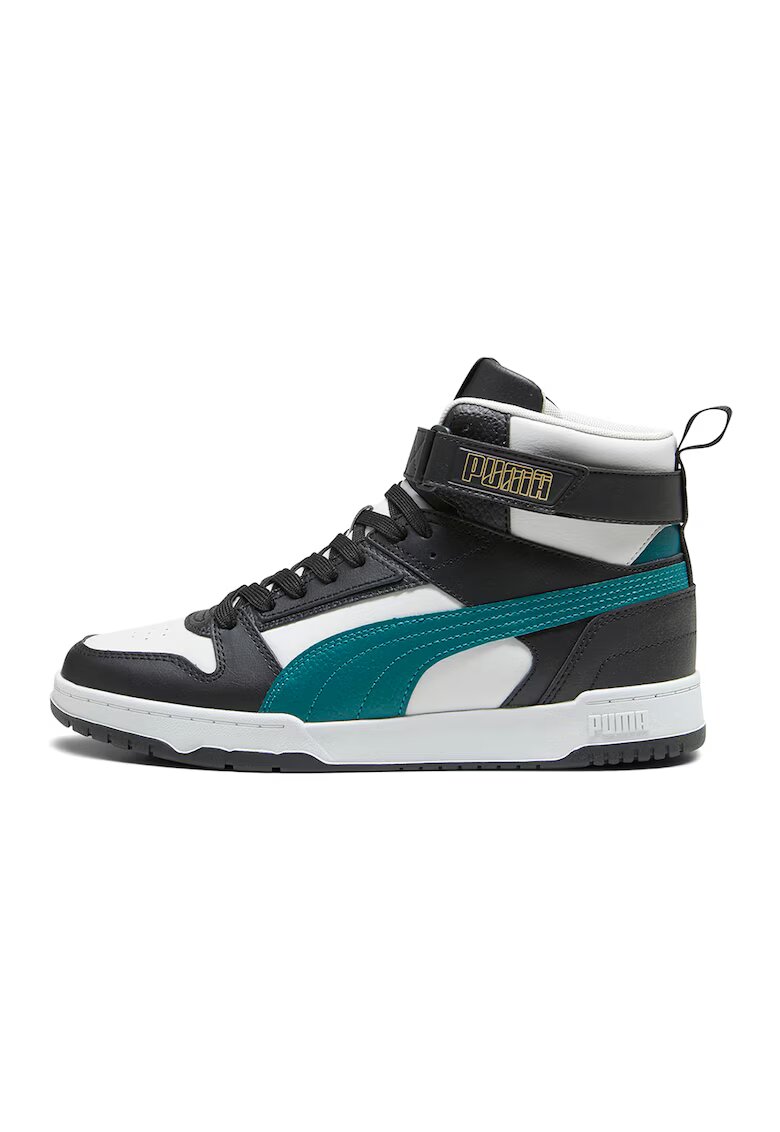 Puma Pantofi sport high-top unisex cu insertii din piele RBD Game - Alb/Negru/Verde persan