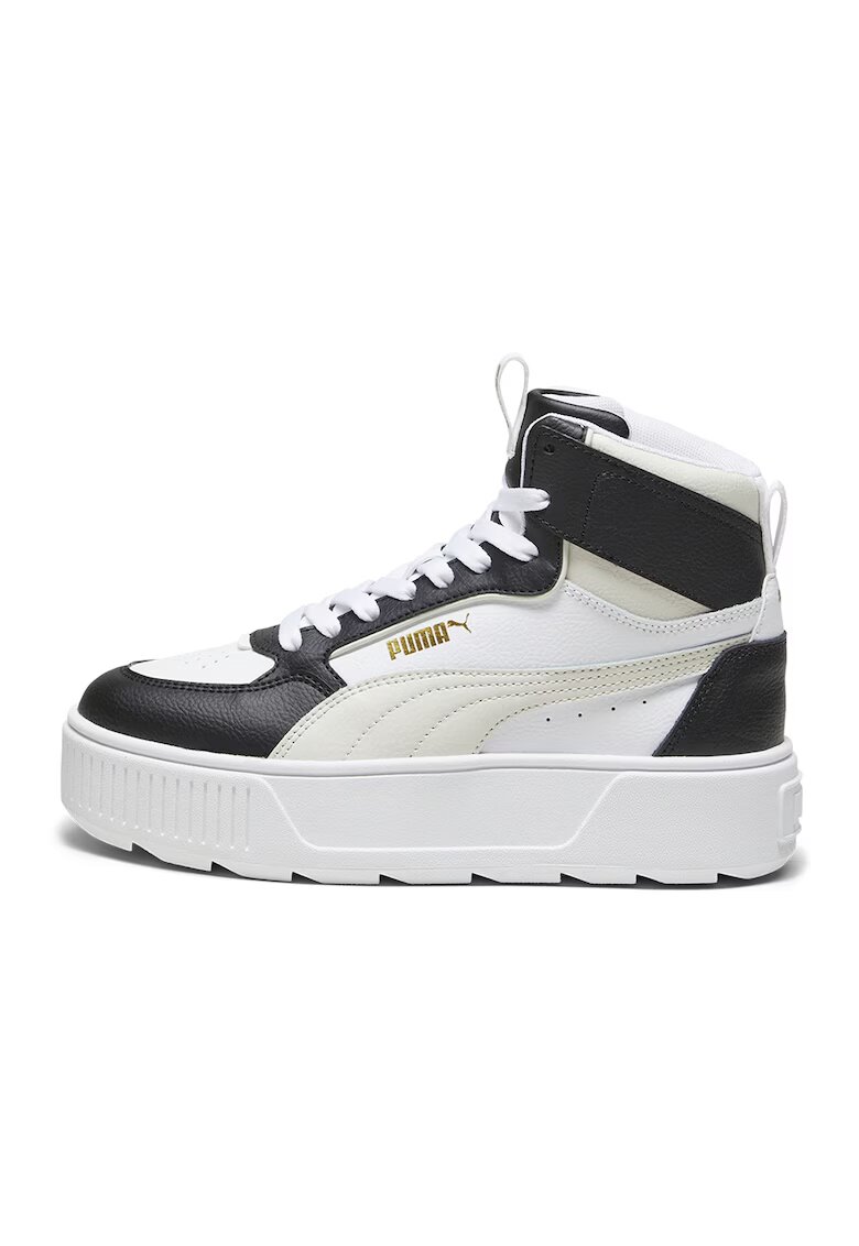 Puma Pantofi sport medii de piele si piele ecologica Karmen - Alb/Negru