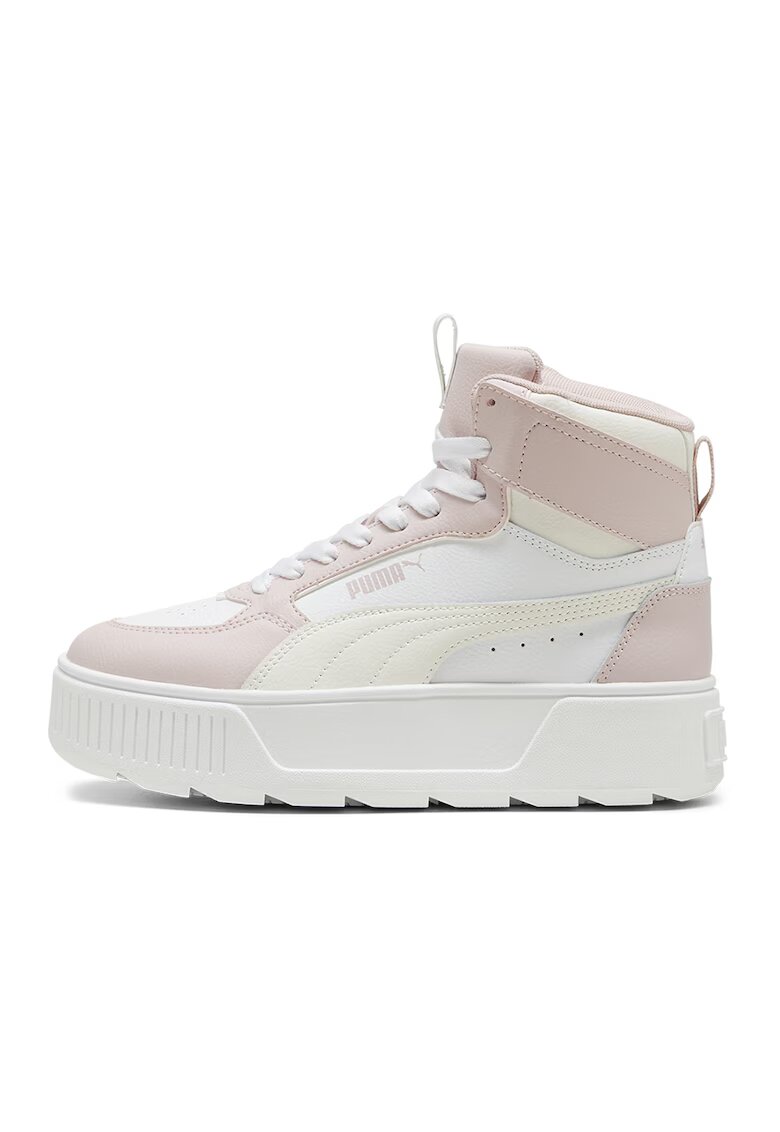 Puma Pantofi sport medii de piele si piele ecologica Karmen - Alb/Roz pal