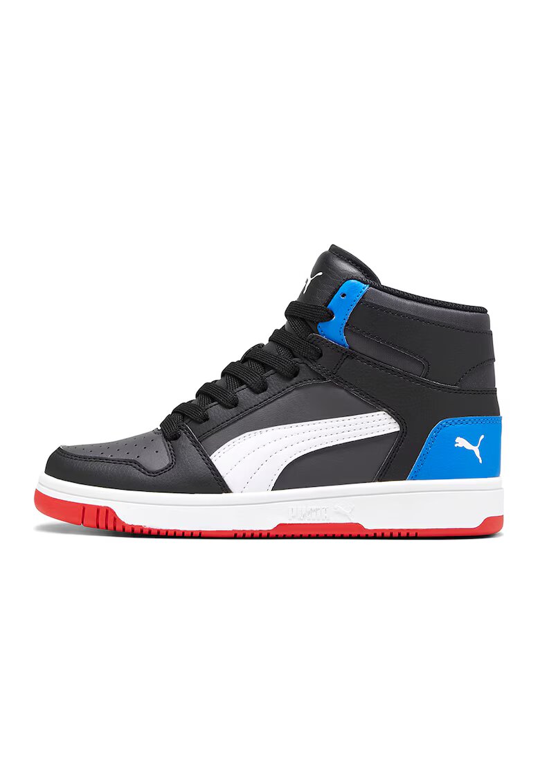 Puma Pantofi sport mid-cut de piele ecologica Rebound Layup - Alb/Negru/Albastru royal