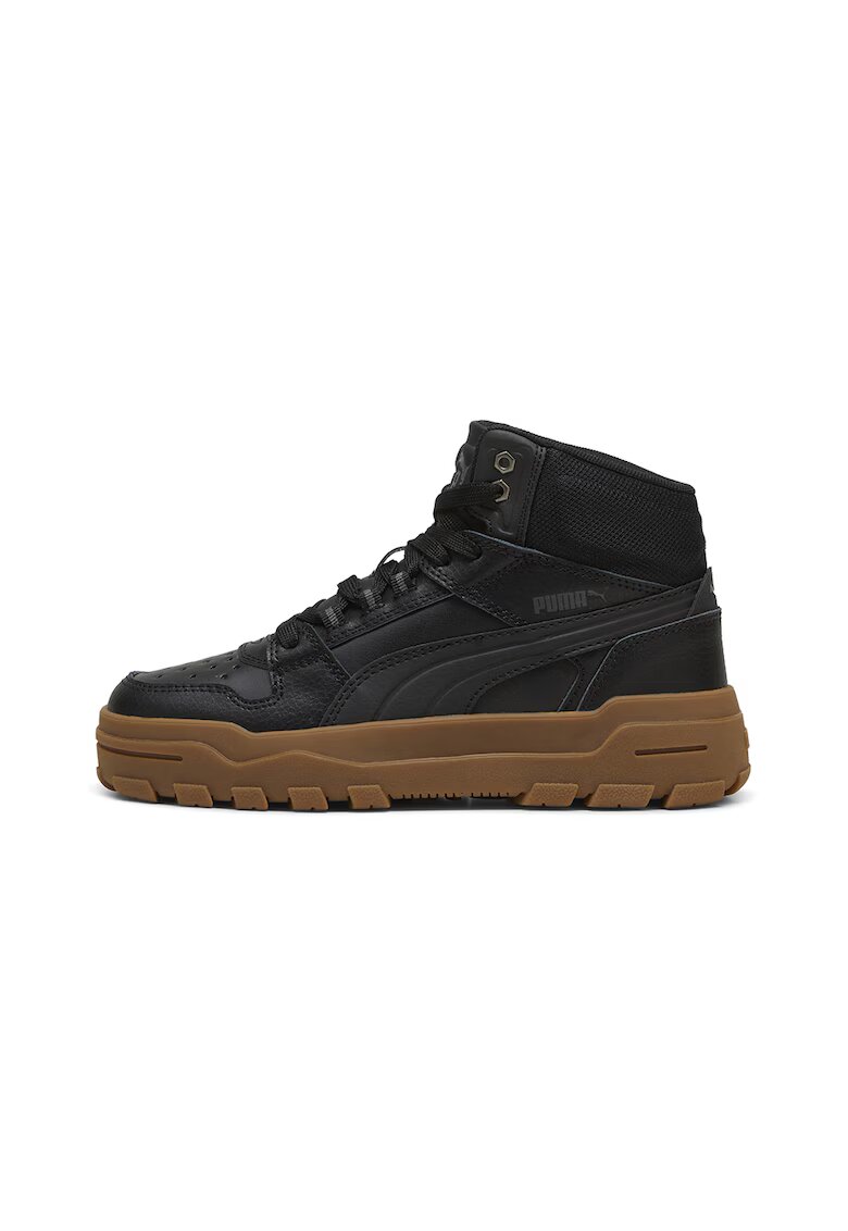 Puma Pantofi sport mid-high de piele cu garnituri sintetice Rebound Abrupt - Negru/Maro scortisoara