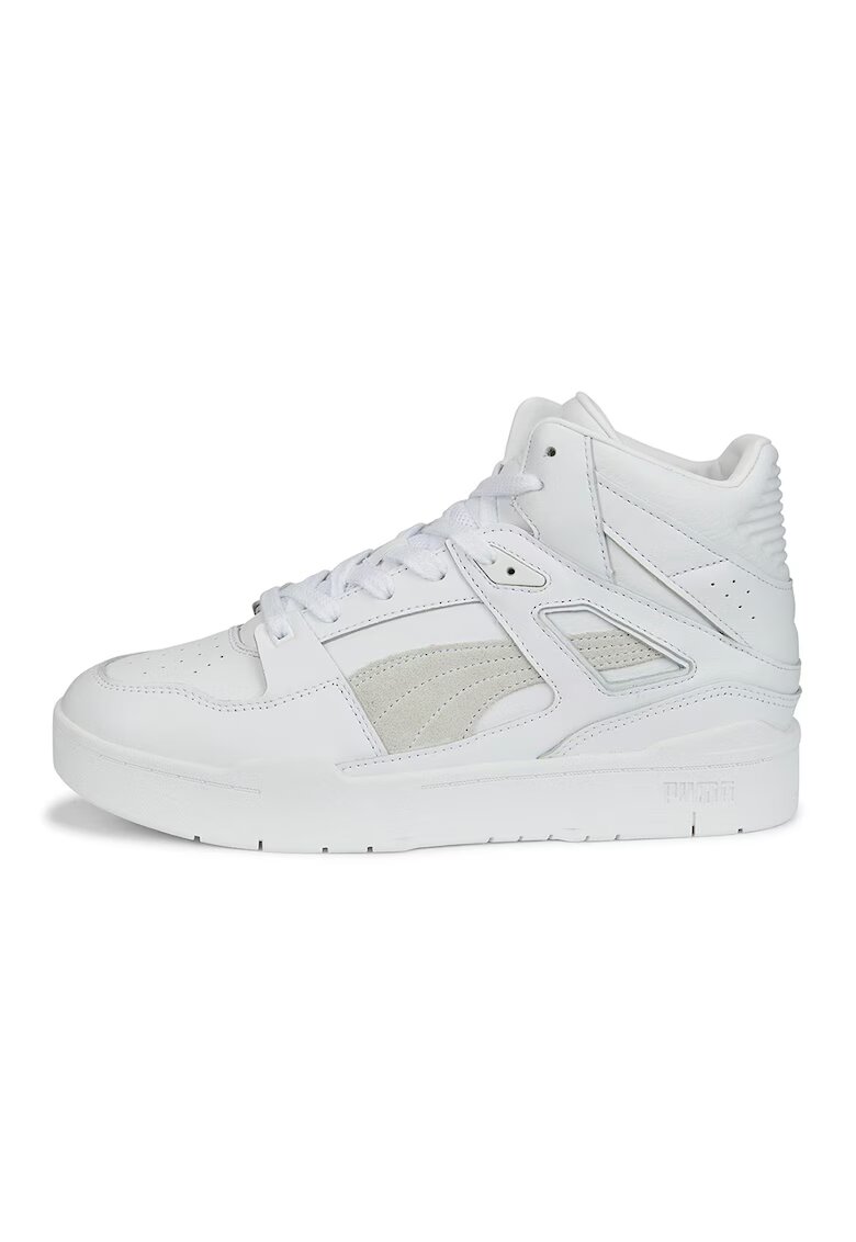 Puma Pantofi sport mid-high de piele ecologica cu garnituri de piele intoarsa Slipstream - Alb optic