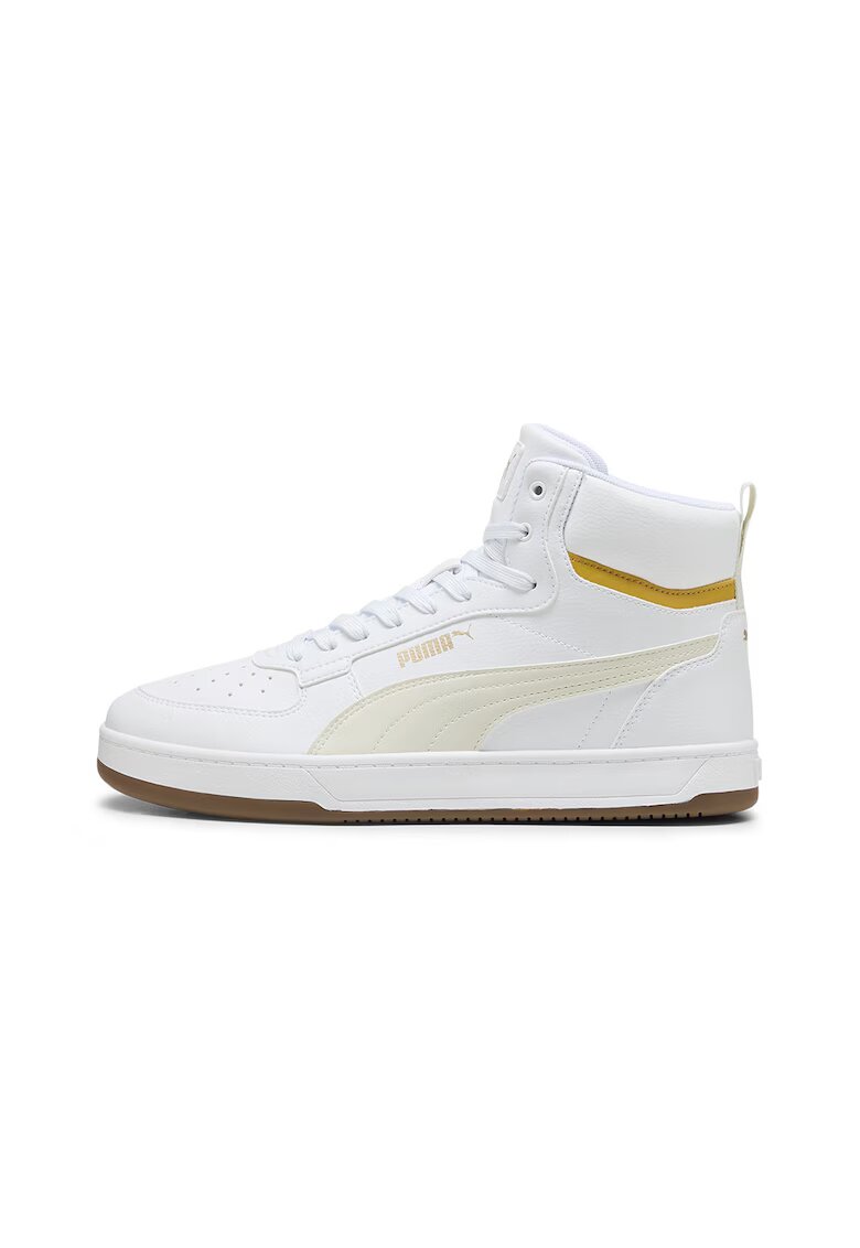 Puma Pantofi sport mid-high de piele ecologica cu model unisex Caven 2.0 - Alb optic/Bej deschis
