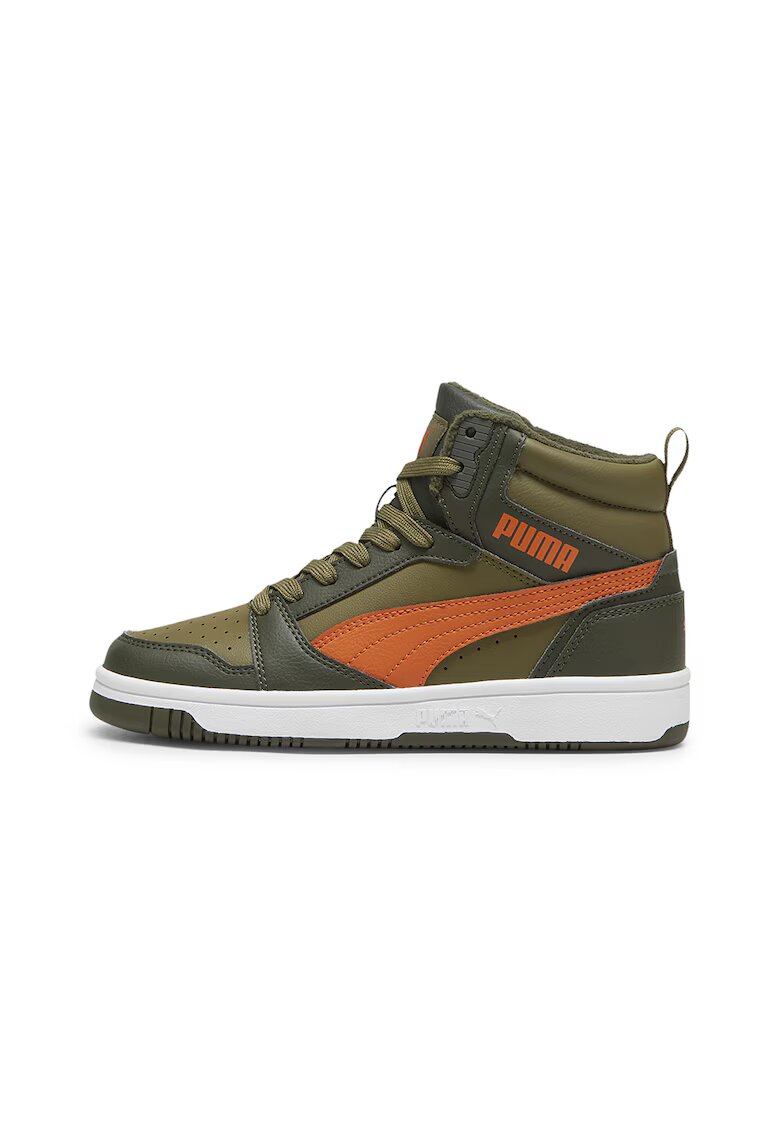 Puma Pantofi sport mid-high de piele ecologica Rebound - Portocaliu/Verde masliniu