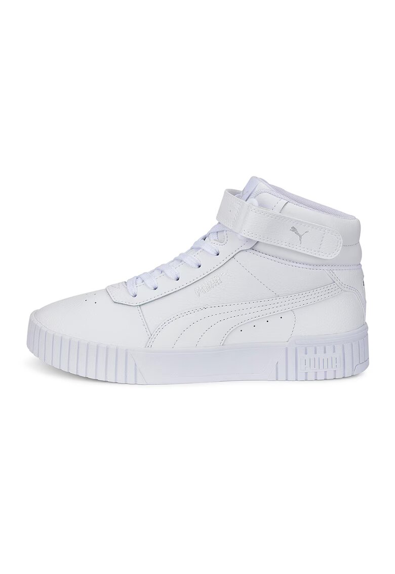 Puma Pantofi sport mid-high de piele si piele ecologica Carina 2.0 - Alb murdar