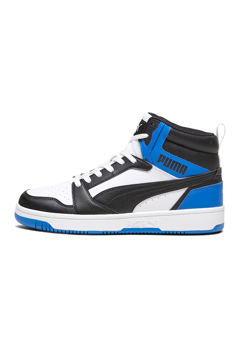 Puma Pantofi sport mid-high din piele ecologica Rebound - Alb/Negru/Albastru royal