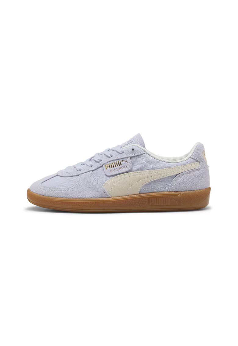 Puma Pantofi sport Palermo Vintage cu insertii de piele intoarsa - Alb/Albastru azur