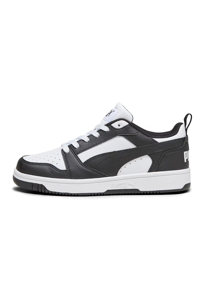 Puma Pantofi sport Rebound V6 din piele ecologica - Alb/Negru