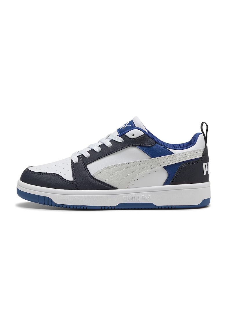 Puma Pantofi sport Rebound V6 din piele ecologica - Alb/Negru/Albastru royal