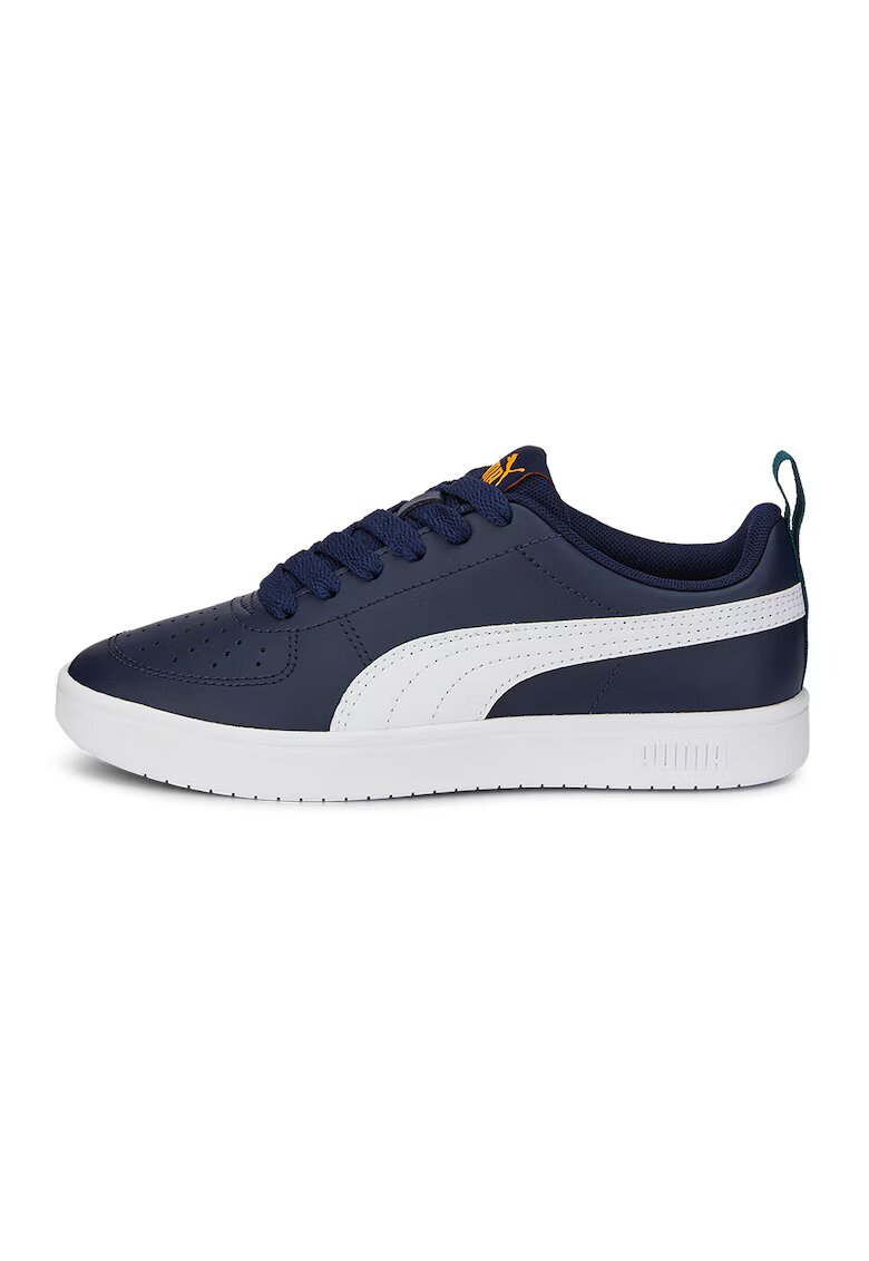 Puma Pantofi sport Rickie low-cut din piele ecologica cu perforatii - Alb/Galben/Bleumarin