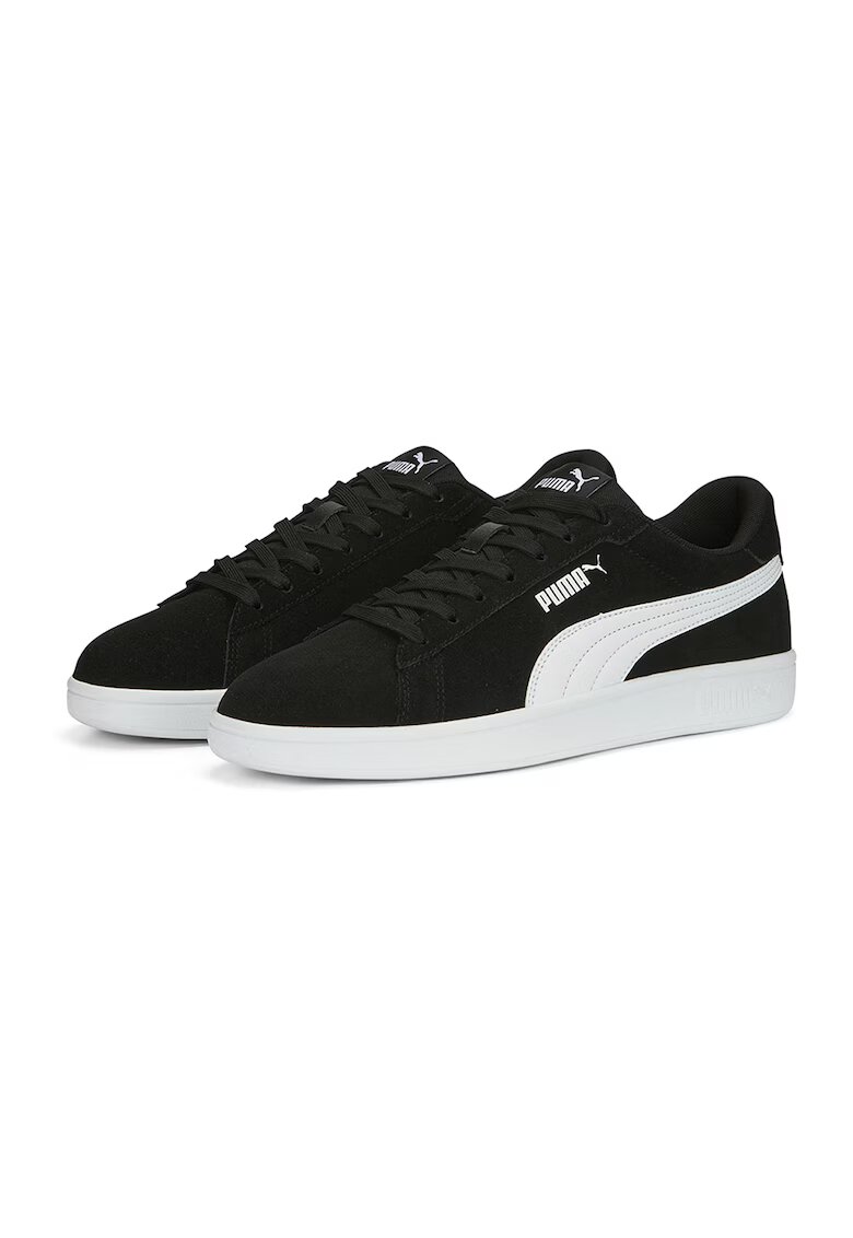 Puma Pantofi sport Smash 3.0 de piele intoarsa cu insertii de piele - Negru/Alb murdar