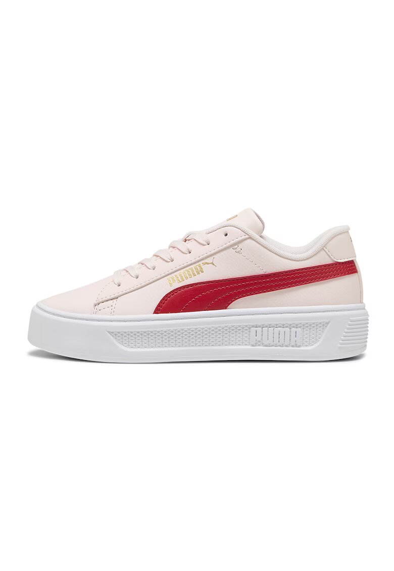 Puma Pantofi sport Smash de piele cu insertii de piele ecologica - Rosu/Piersica