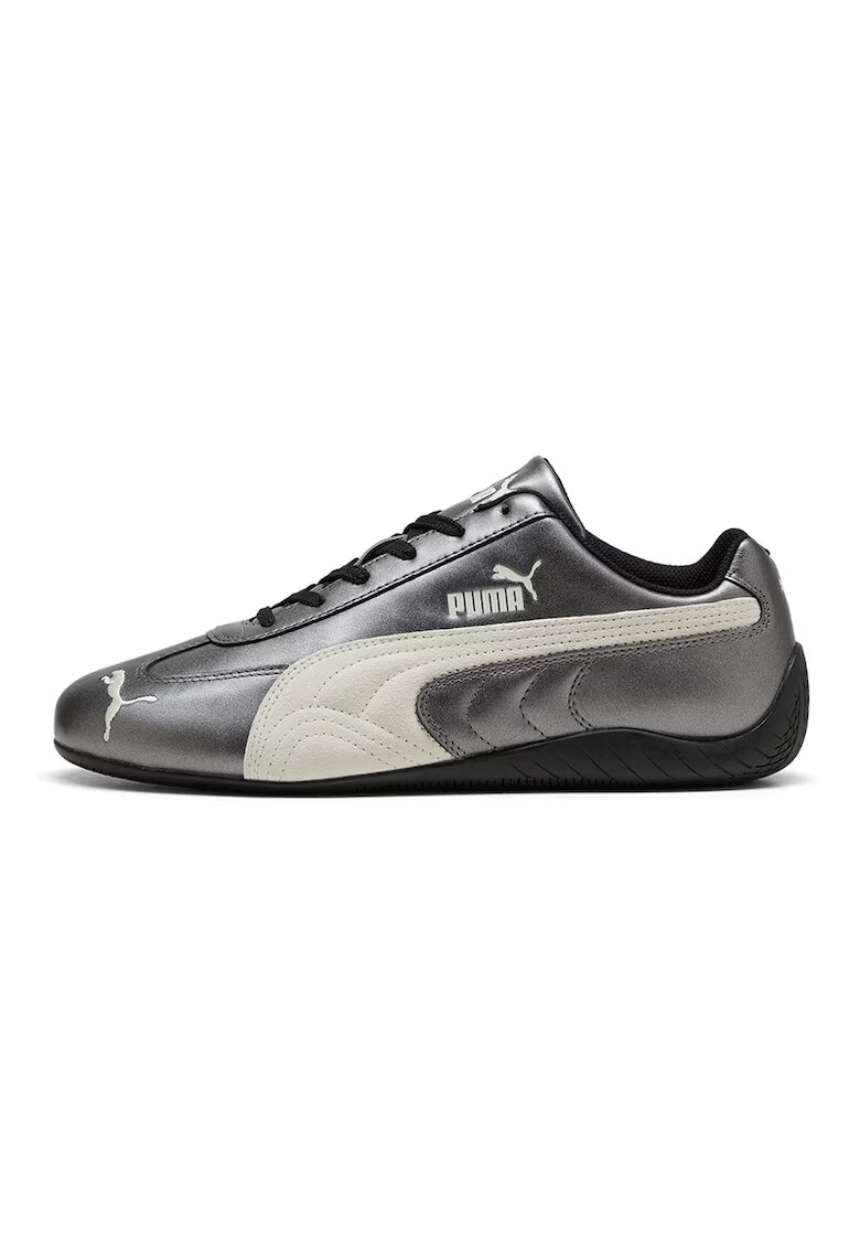 Puma Pantofi sport Speedcat Metallic din piele cu aspect metalizat - Alb fildes/Argintiu inchis