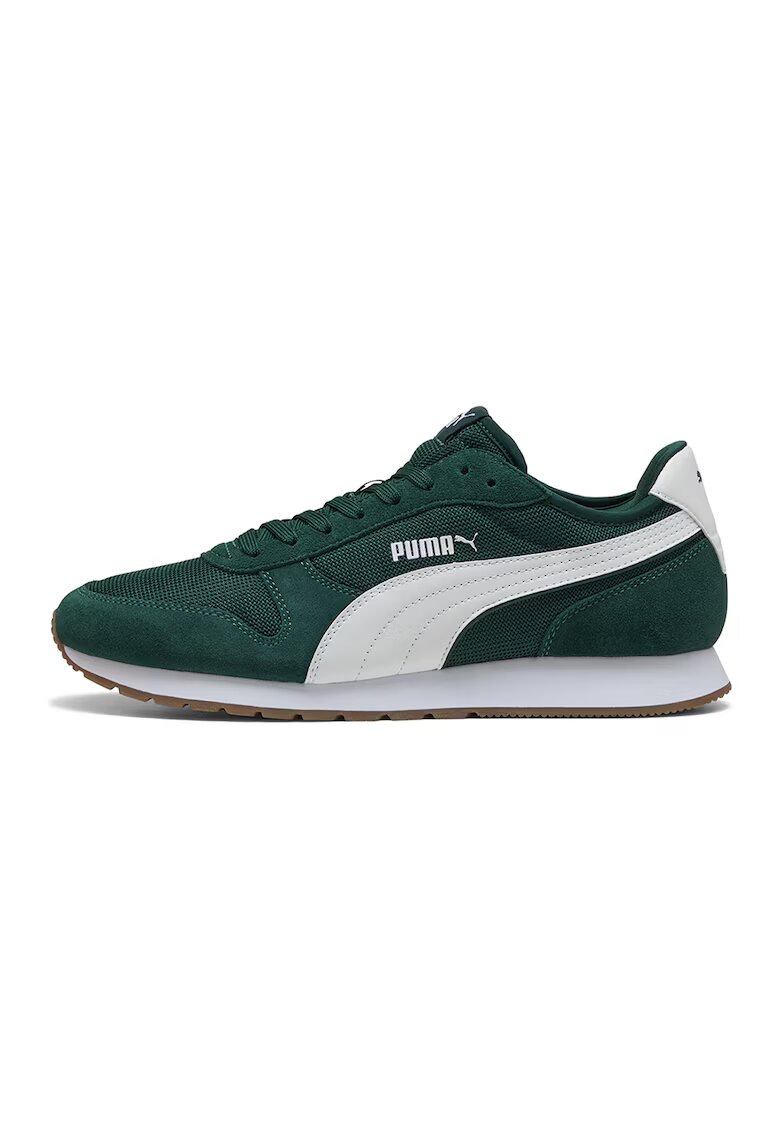 Puma Pantofi sport St Miller de piele intoarsa si plasa - Verde inchis
