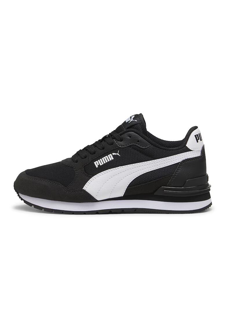 Puma Pantofi sport ST Runner v4 cu insertii din material textil - Alb/Negru