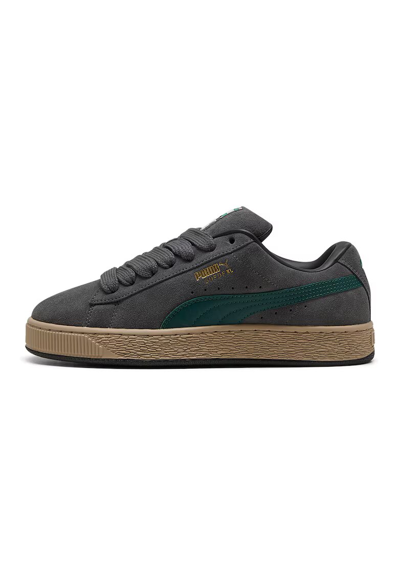 Puma Pantofi sport Suede XL din piele intoarsa cu sireturi de rezerva - Verde englez/Gri inchis