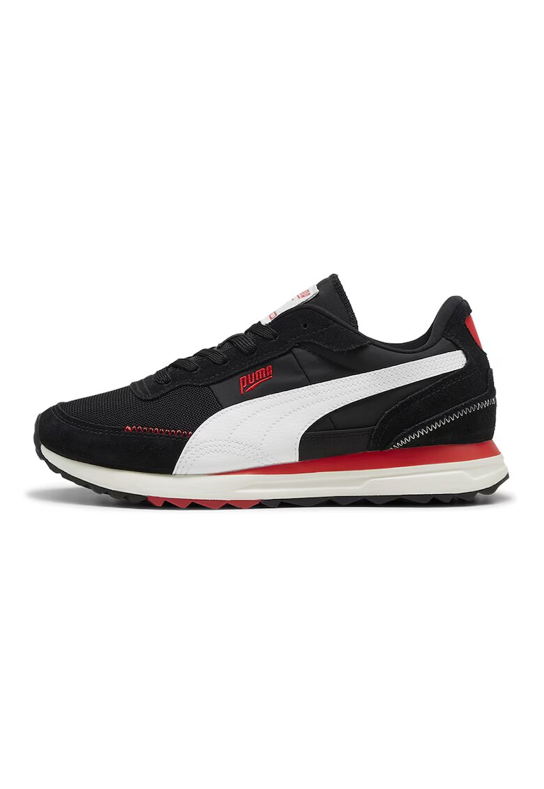 Puma Pantofi sport unisex cu detalii de piele intoarsa Road Rider - Alb/Negru