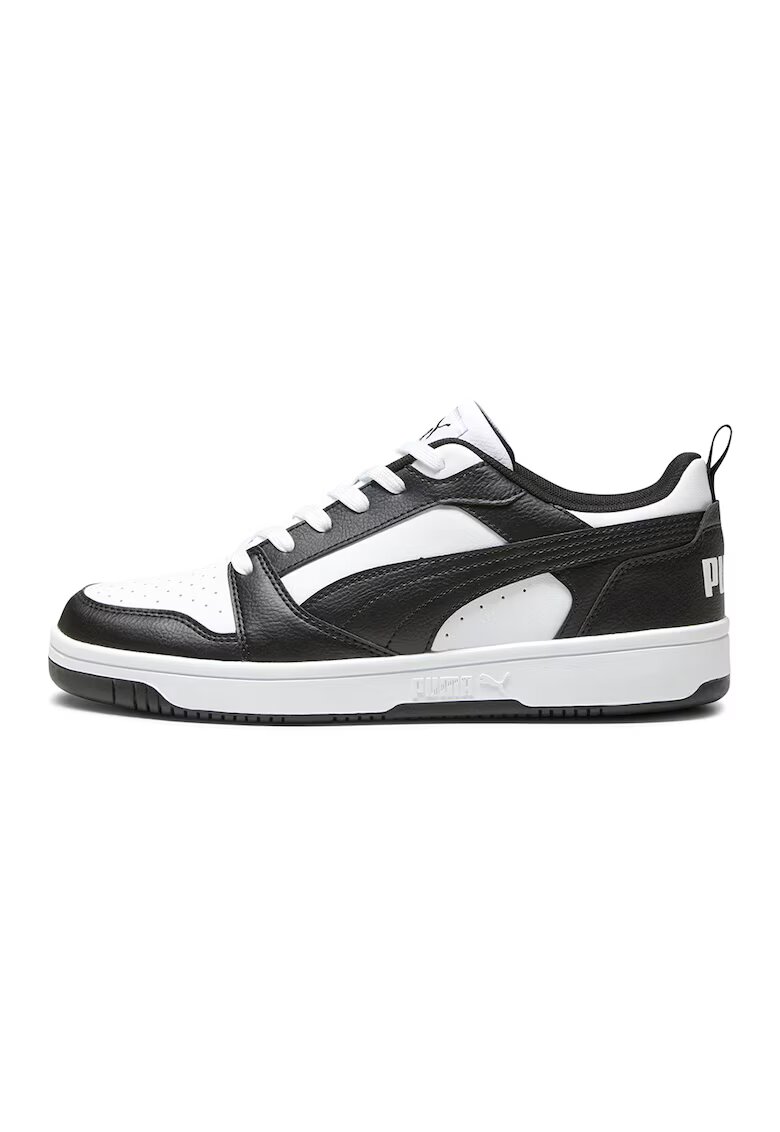 Puma Pantofi sport unisex Rebound v6 din piele ecologica - Alb/Negru