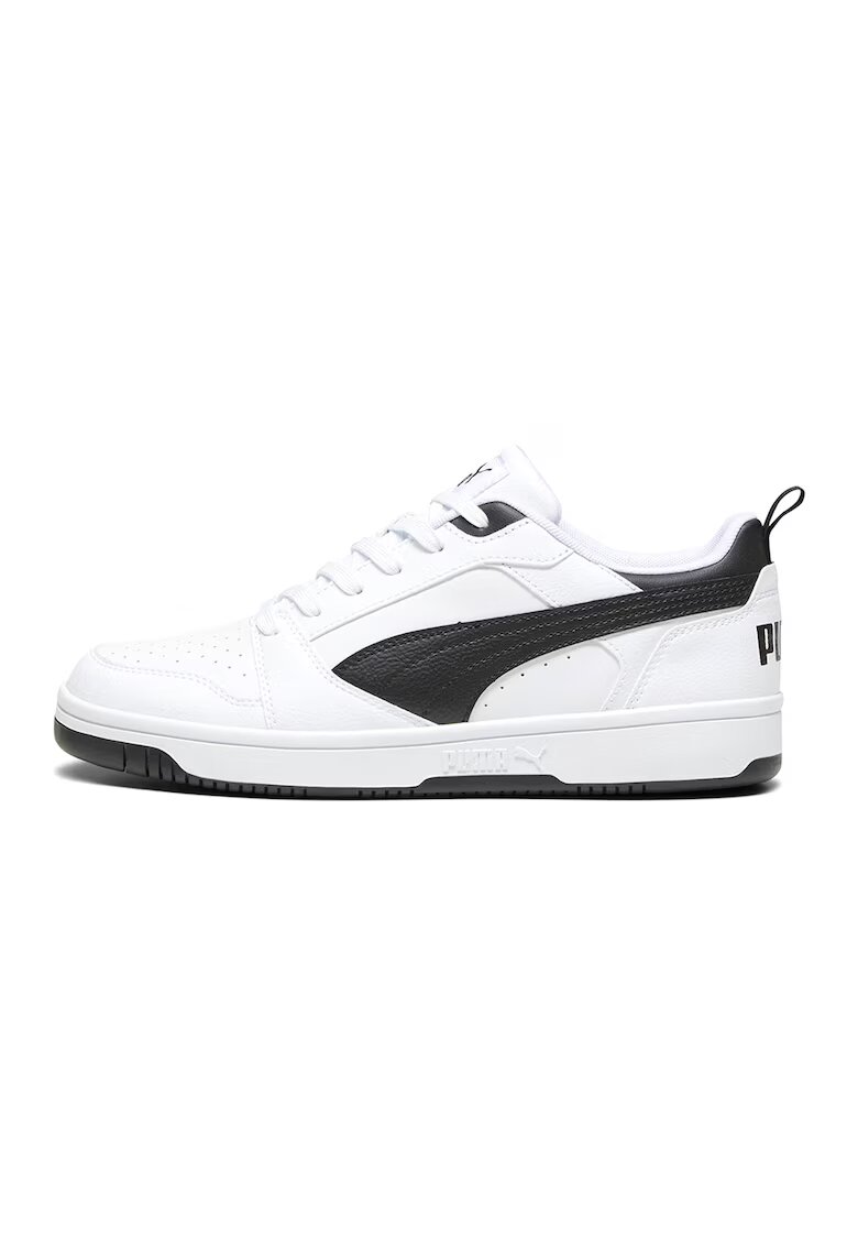 Puma Pantofi sport unisex Rebound v6 din piele ecologica - Negru/Alb murdar
