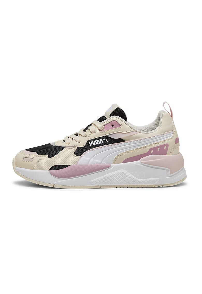 Puma Pantofi sport X-Ray 3 de plasa cu insertii de piele ecologica - Alb fildes/Negru/Roz