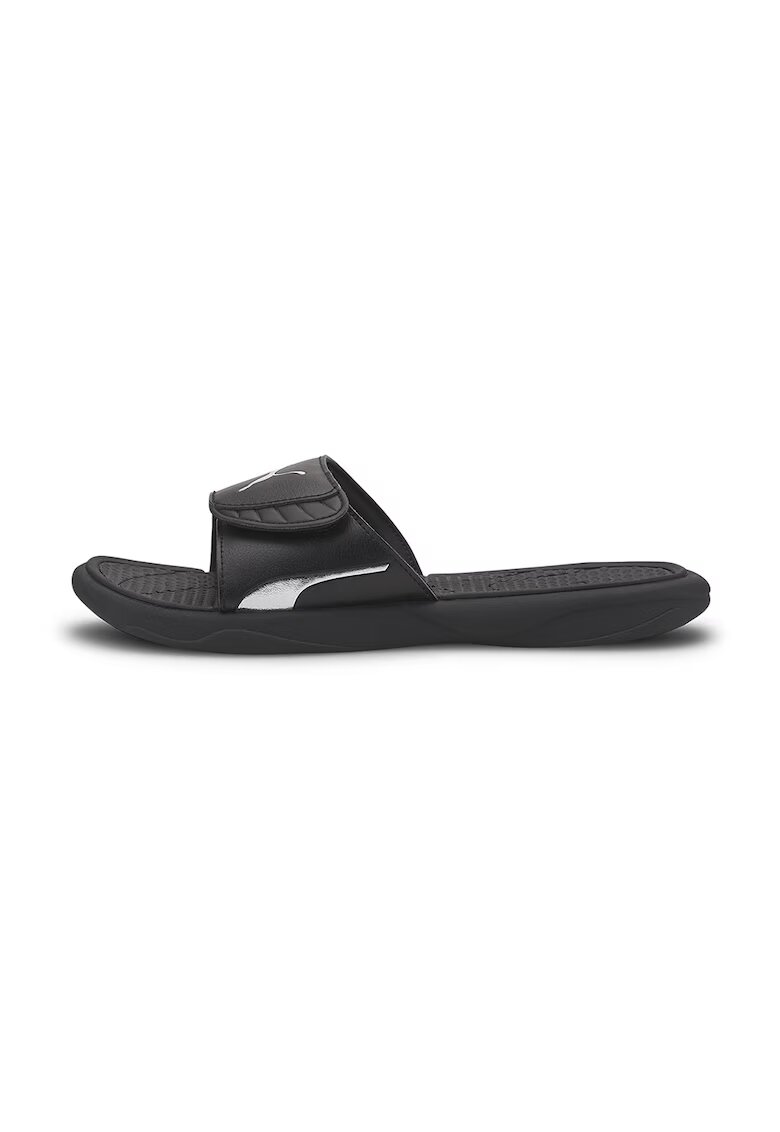 Puma Papuci de piele ecologica cu velcro Royalcat Comfort - Negru/Argintiu