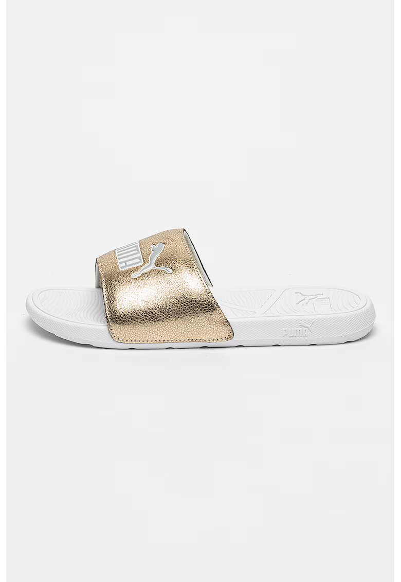 Puma Papuci din piele cu logo Cool Cat 2.0 - Alb/Auriu