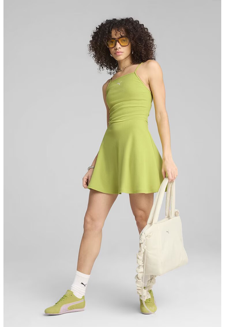 Puma Rochie evazata cu logo - Verde fistic