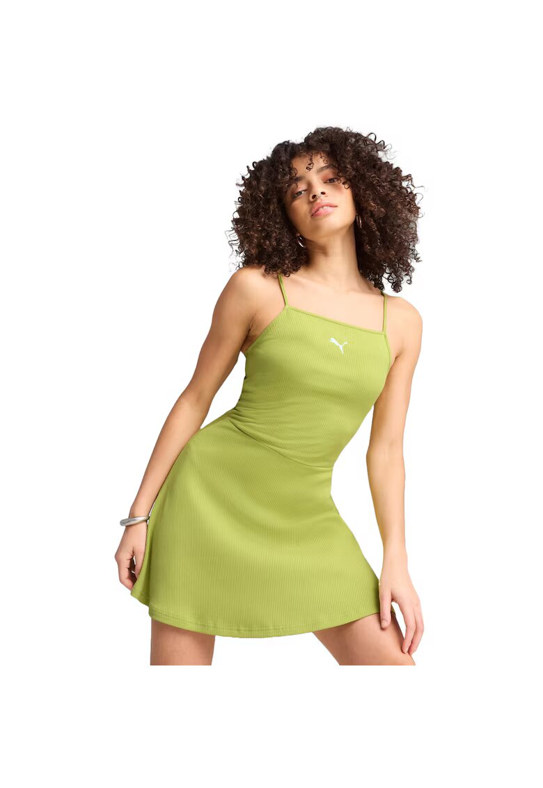 Puma Rochie femei Wardrobe Ess Ribbed Flared Short Dress P - Verde -