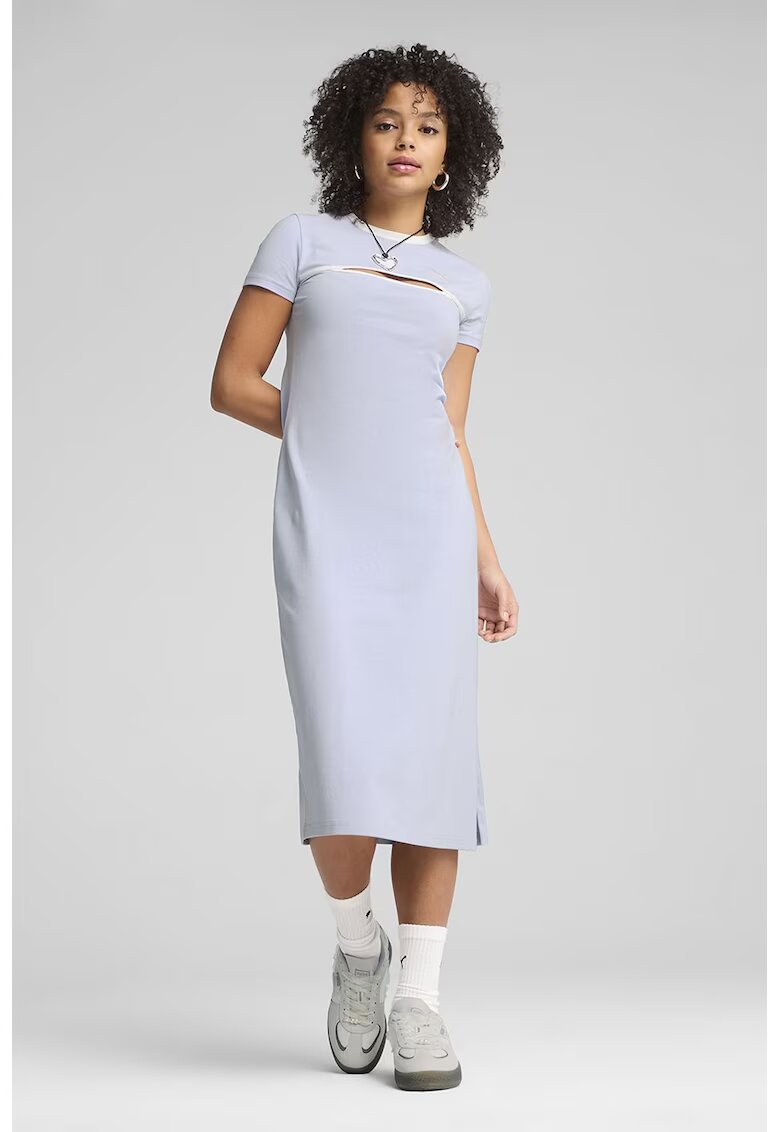 Puma Rochie midi cu decupaj - Alb/Albastru azur