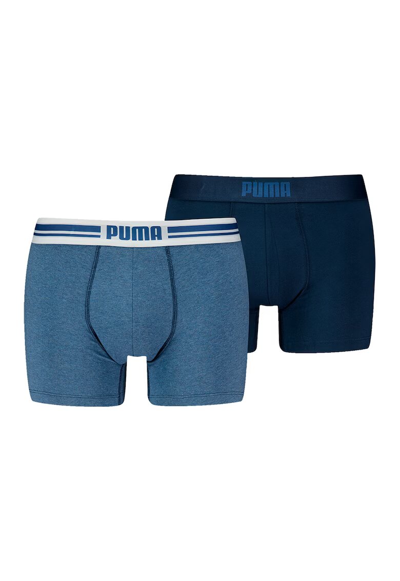Puma Set de boxeri cu banda logo in talie - 2 perechi - Albastru deschis melange/Bleumarin