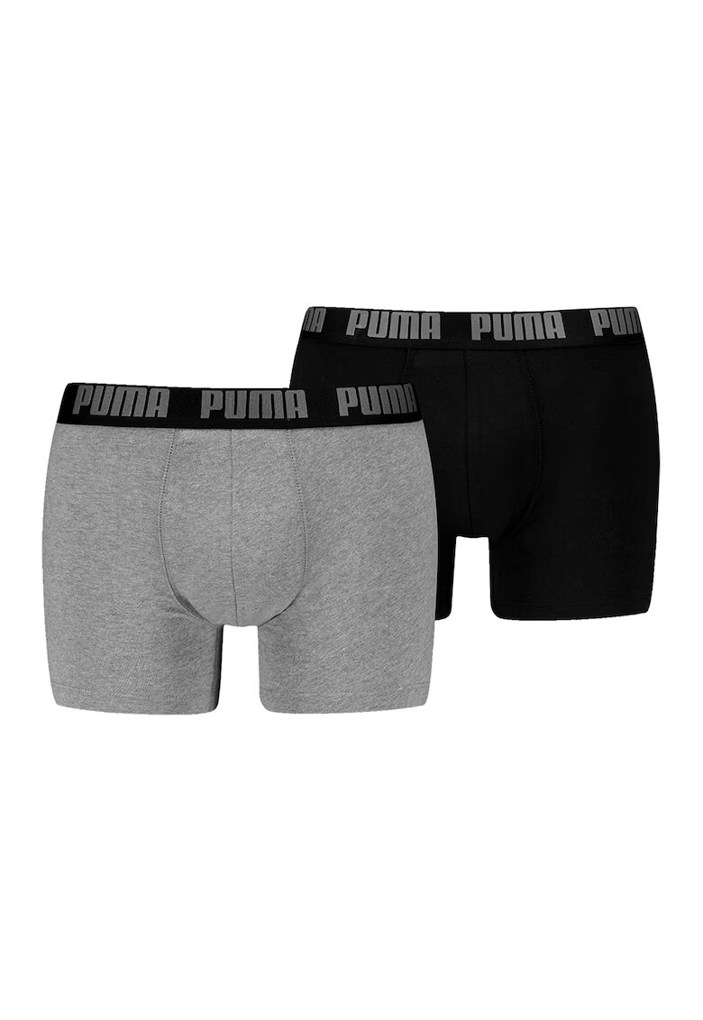 Puma Set de boxeri cu banda logo in talie - 2 perechi - Negru/Gri deschis melange