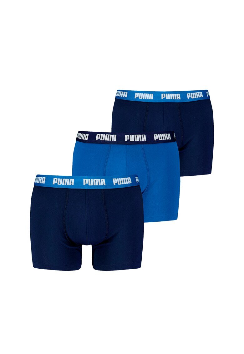 Puma Set de boxeri cu banda logo in talie - 3 perechi - Albastru royal/Bleumarin