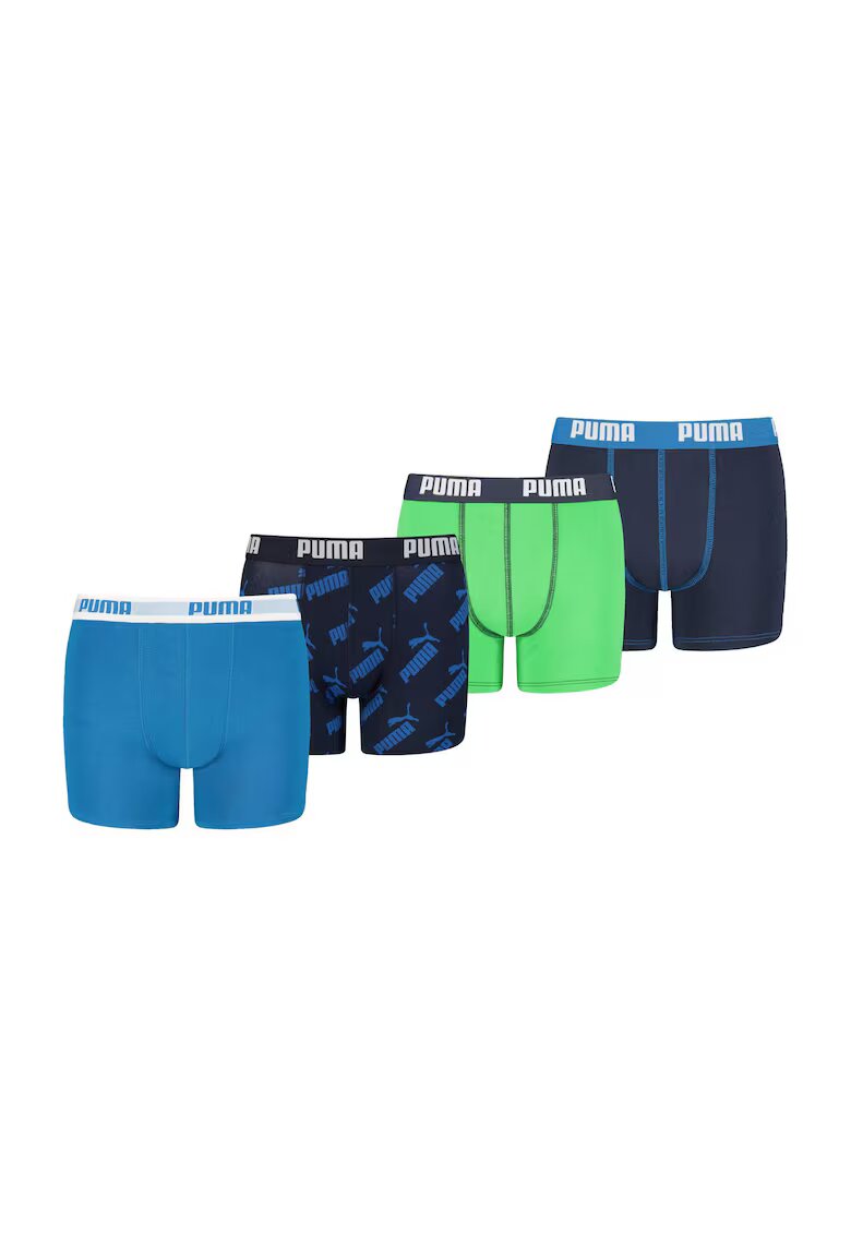 Puma Set de boxeri cu banda logo in talie - 4 perechi - Verde/Albastru