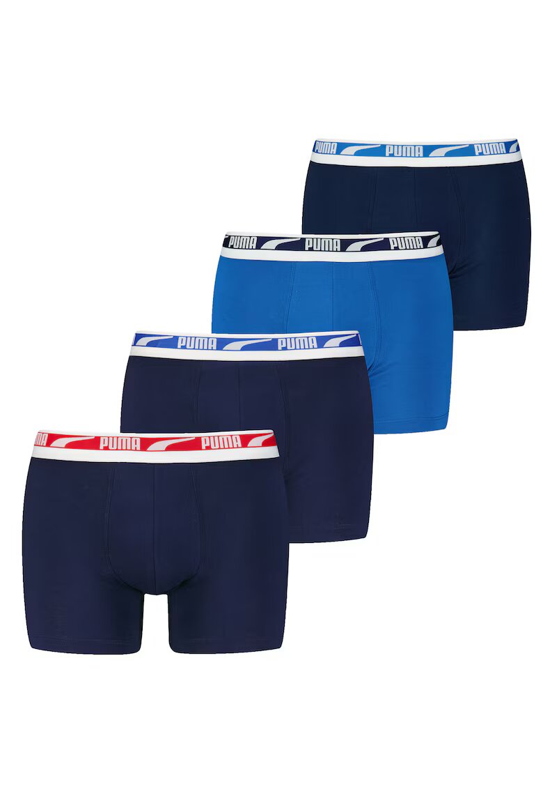 Puma Set de boxeri cu logo Everyday Multi - 4 perechi - Albastru