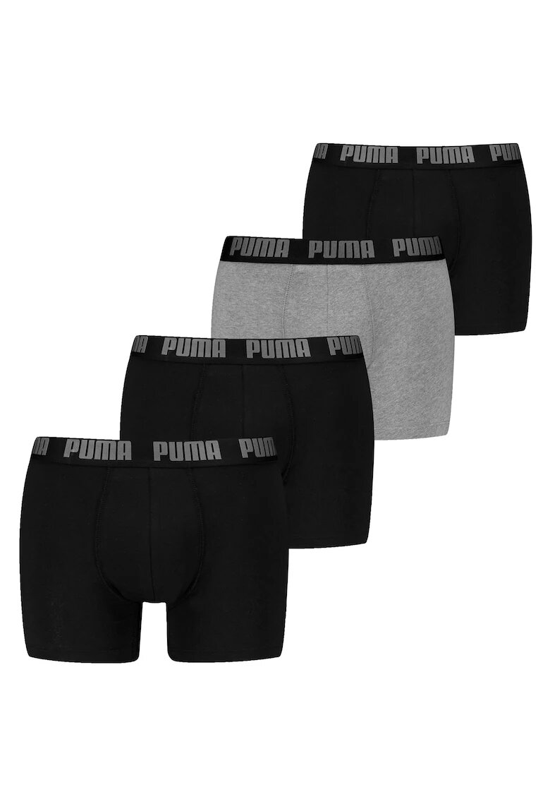Puma Set de boxeri din amestec de bumbac cu banda logo in talie Everyday 29751 - 4 perechi - Negru/Gri
