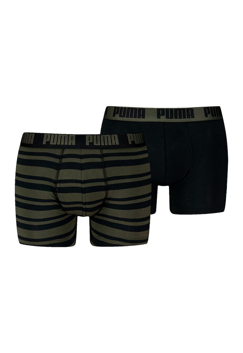 Puma Set de boxeri din amestec de bumbac cu imprimeu - 2 perechi - Negru/Kaki