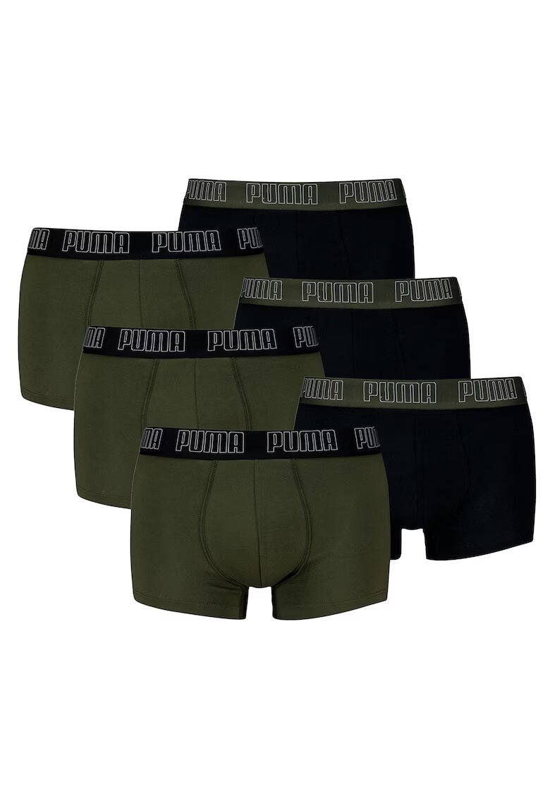 Puma Set de boxeri din amestec de bumbac cu logo - 6 perechi - Verde/Negru