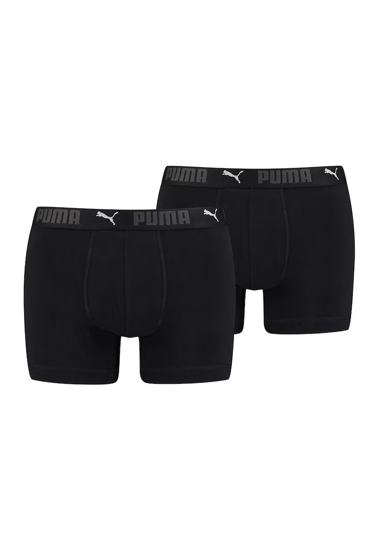 Puma Set de boxeri din amestec de bumbac organic cu banda logo in talie - 2 perechi - Negru
