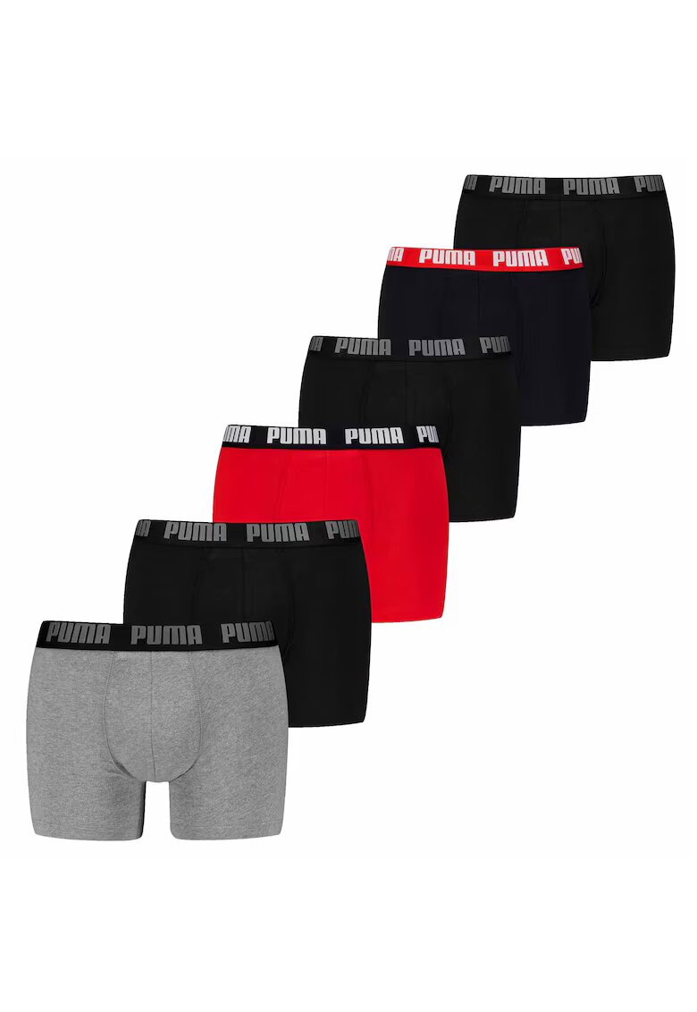 Puma Set de boxeri uni - 6 perechi - Rosu/Negru/Gri