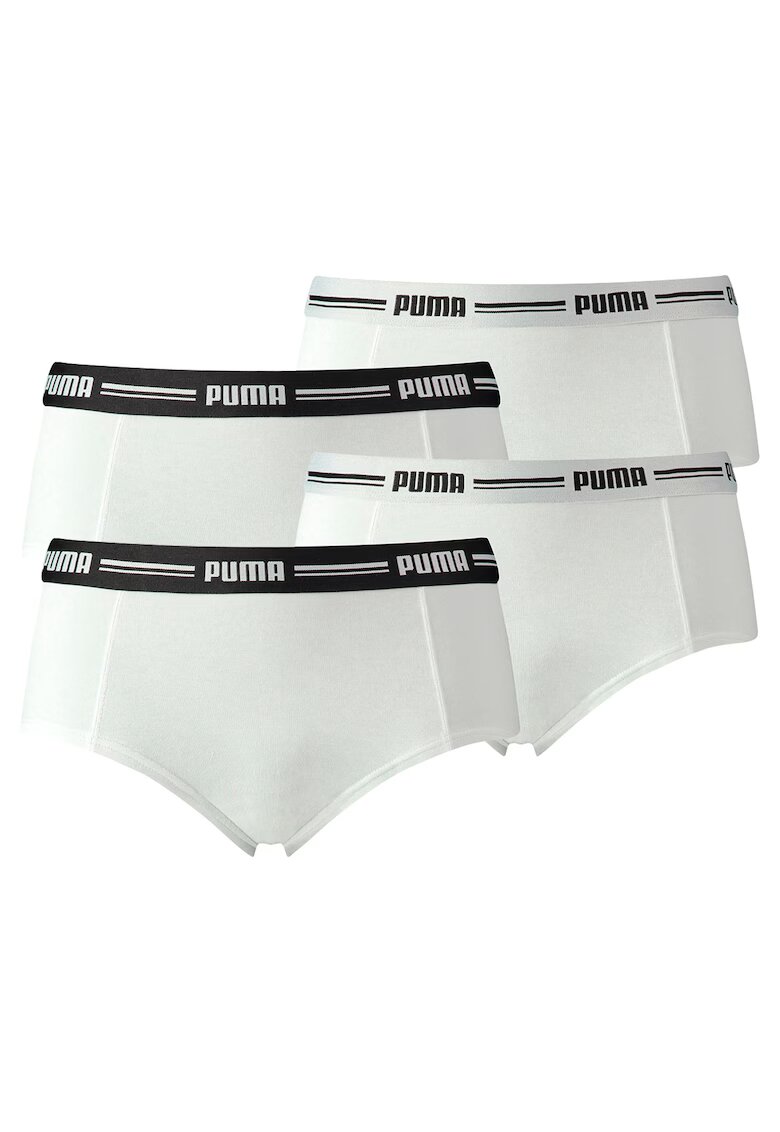 Puma Set de chiloti cu banda logo in talie - 4 perechi - Alb