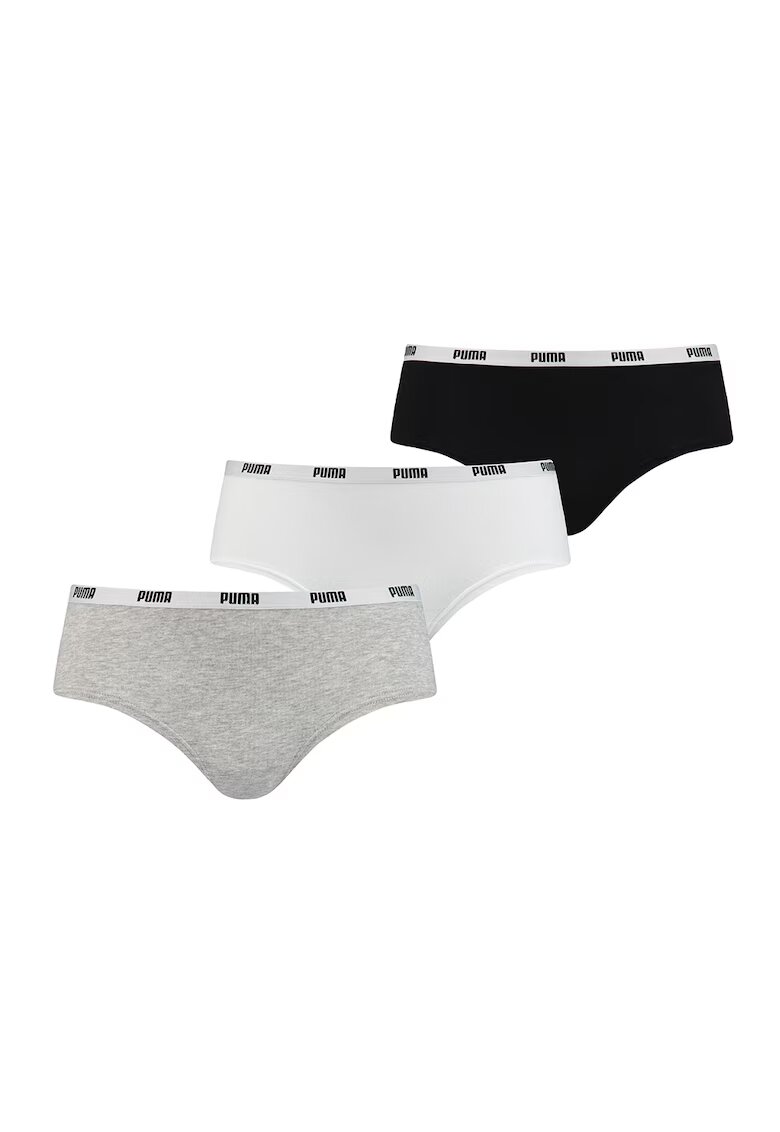 Puma Set de chiloti hipster- 3 perechi - Alb/Negru/Gri melange