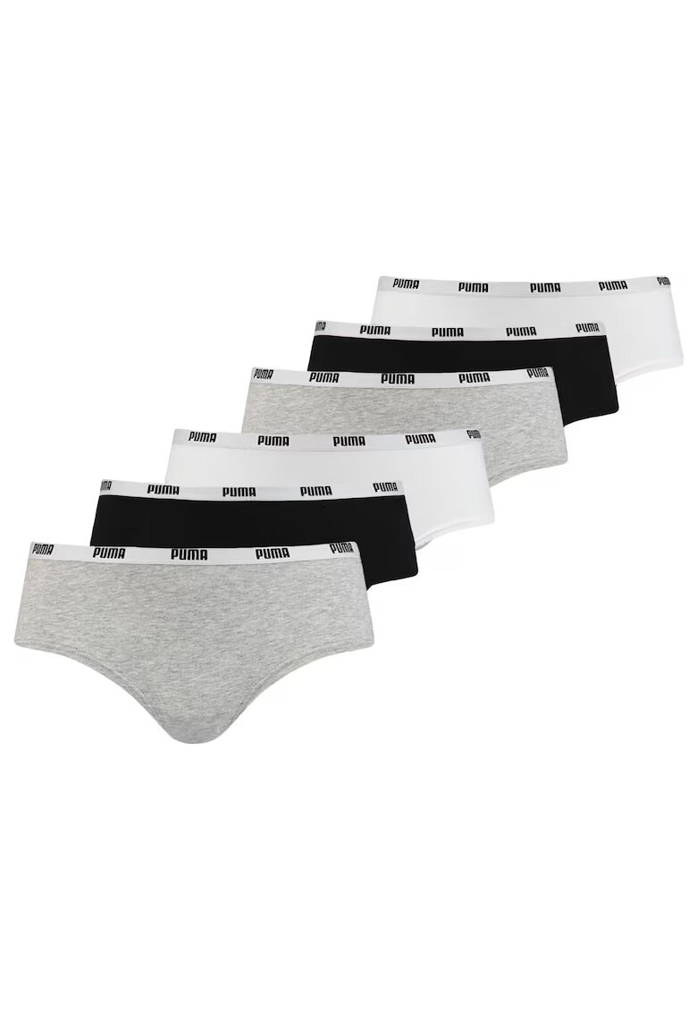 Puma Set de chiloti hipster - 6 perechi - Alb/Negru/Gri
