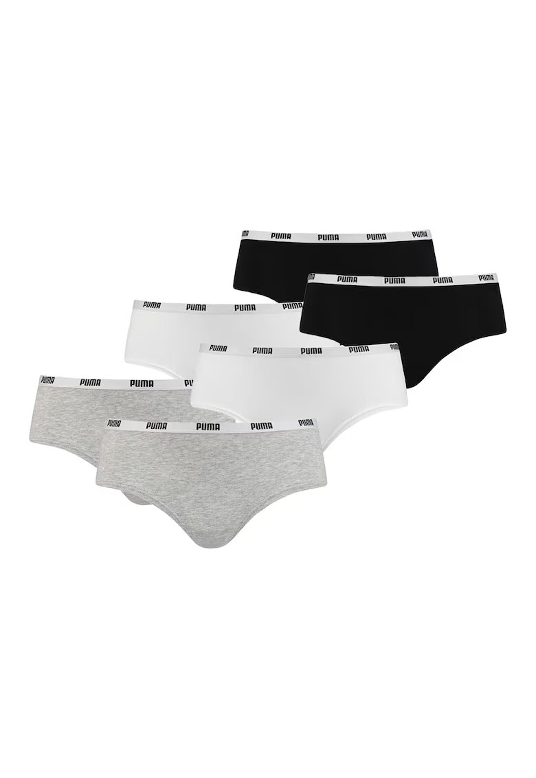 Puma Set de chiloti hipster Iconic - 6 perechi - Alb/Negru/Gri
