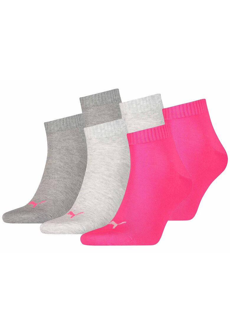 Puma Set de sosete pana la glezna unisex - 6 perechi - Roz aprins/Gri melange