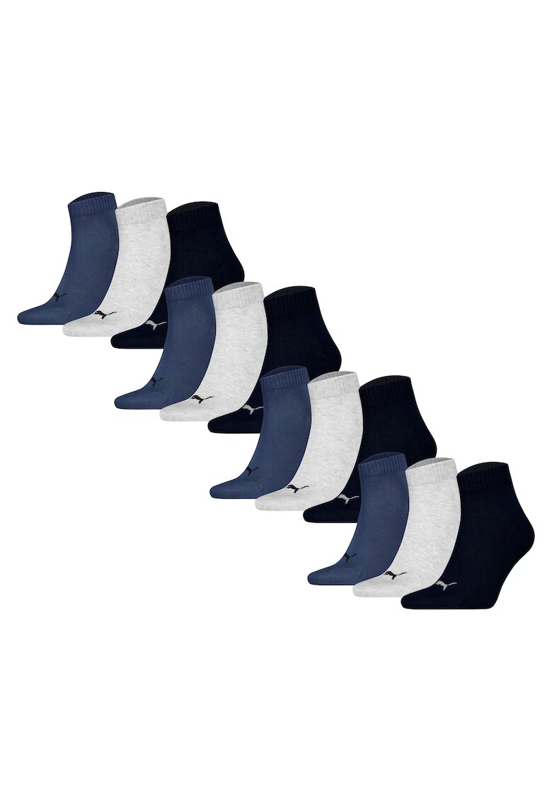 Puma Set de sosete scurte unisex - 12 perechi - Gri melange/Albastru