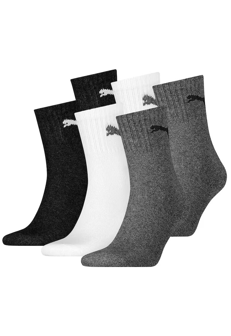Puma Set de sosete scurte unisex pentru tenis - 6 perechi - Alb/Negru