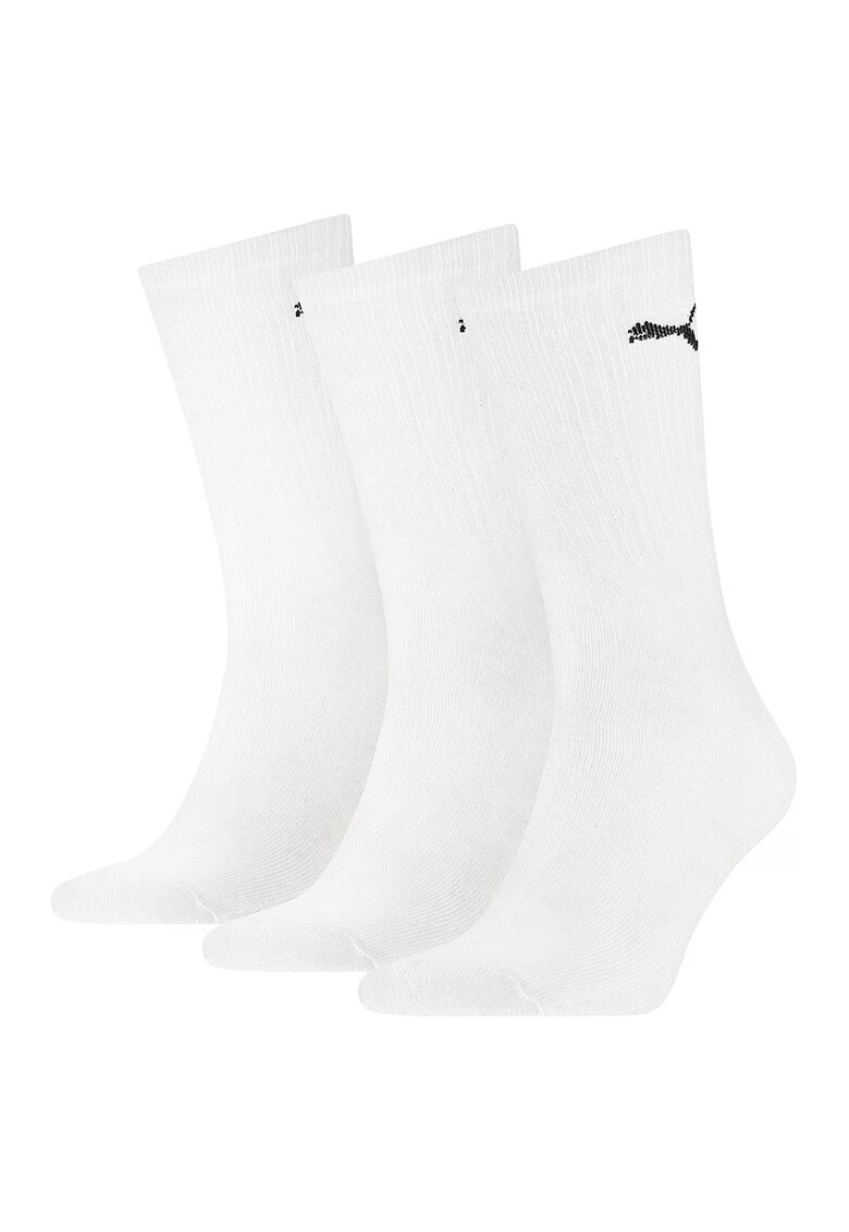Puma Set de sosete unisex lungi cu logo brodat - 3 perechi - Alb